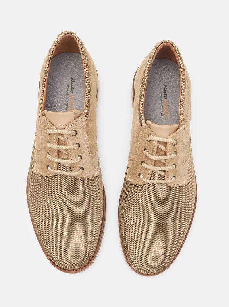 Chaussures à lacets Flexible en cuir velours BATA Beige - Kiabi