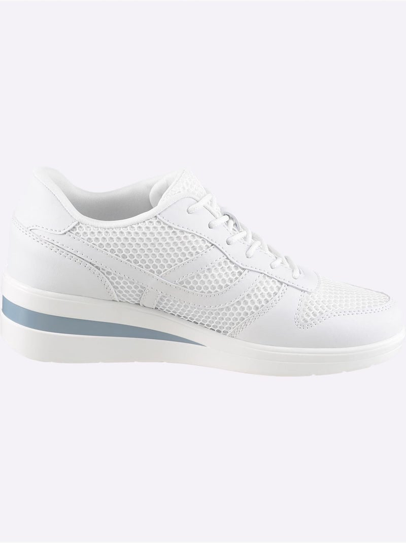 Chaussures à Lacets Superbe Mélange De Matières - Taille Standard - Helline Blanc - Kiabi