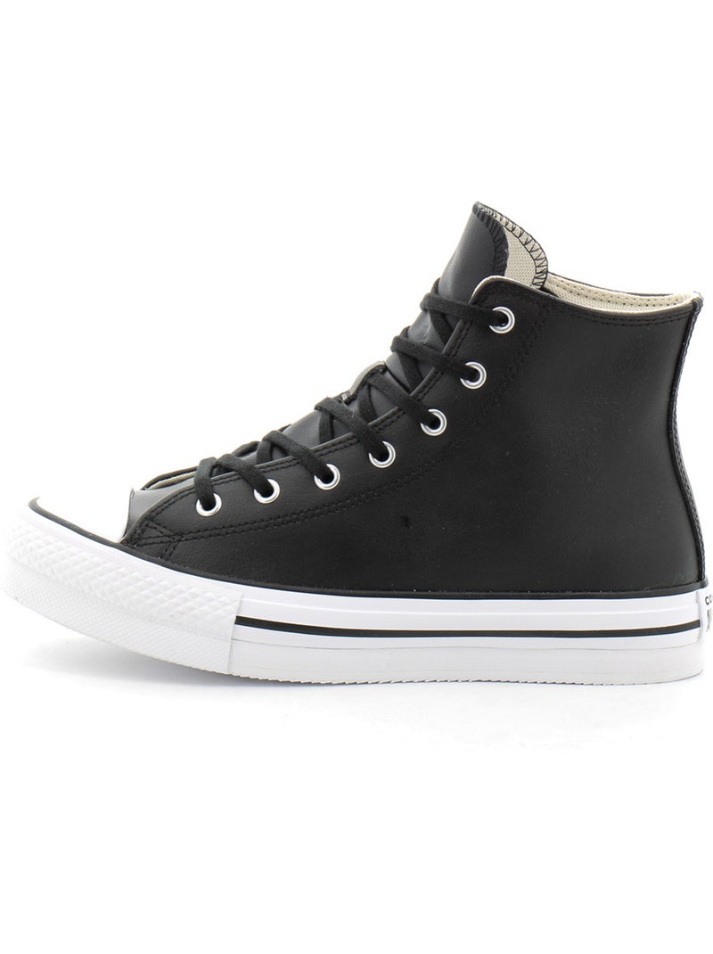 Chaussures à Plateforme Montante en Cuir Pour Enfant Chuck Taylor All Star Lift Platform Leather Noir - Kiabi