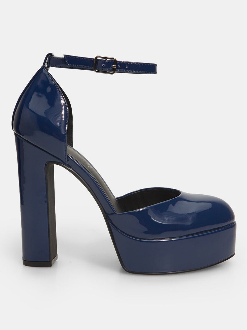 Chaussures à talons avec plateau et sangle BATA Bleu - Kiabi