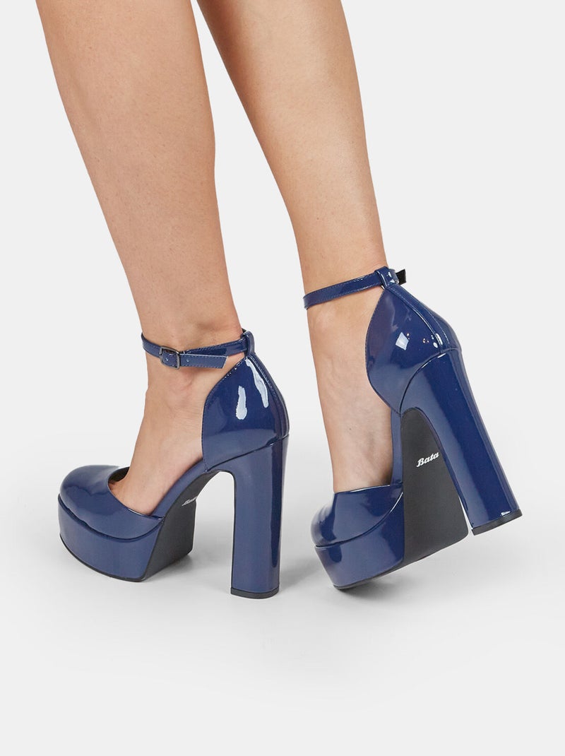 Chaussures à talons avec plateau et sangle BATA Bleu - Kiabi