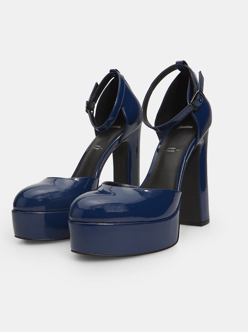 Chaussures à talons avec plateau et sangle BATA Bleu - Kiabi