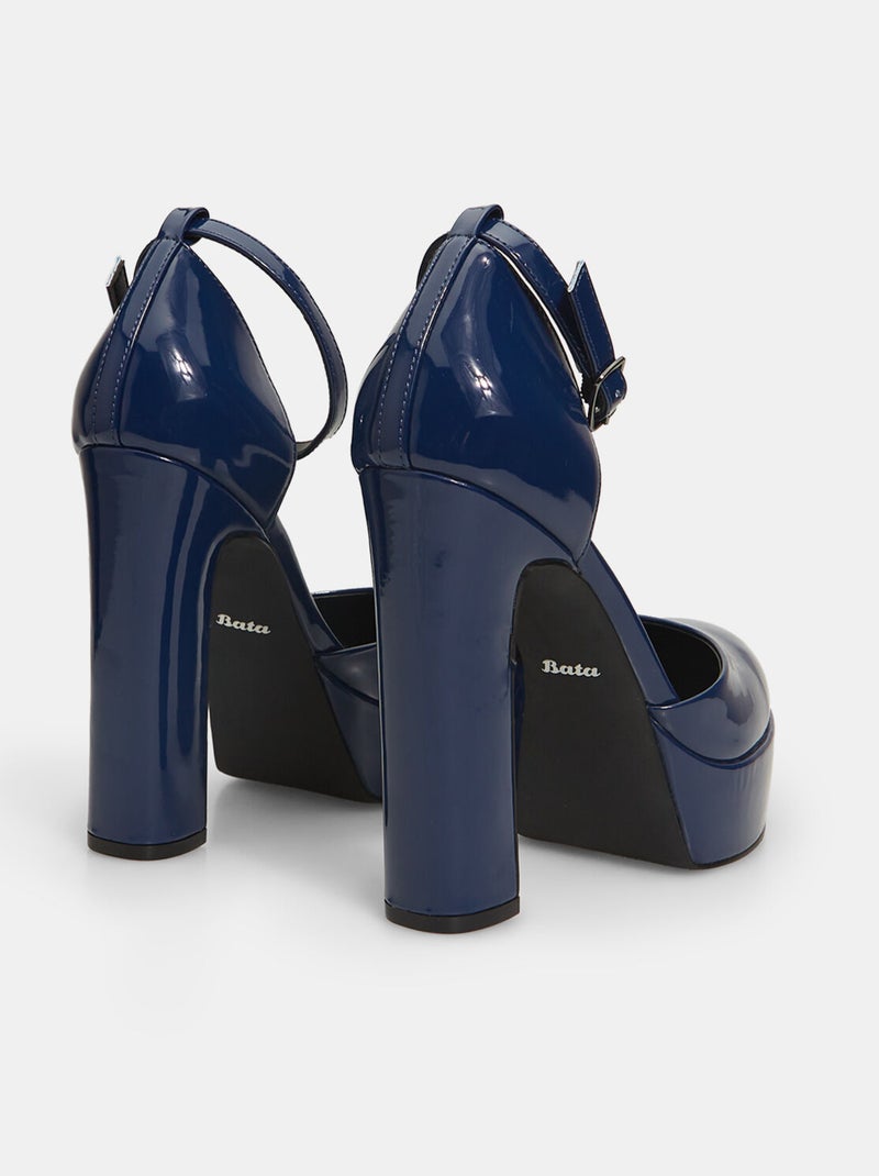 Chaussures à talons avec plateau et sangle BATA Bleu - Kiabi