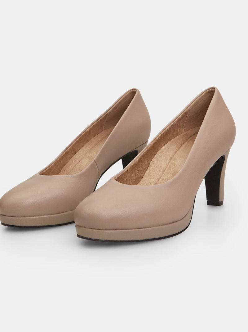Chaussures à talons Bata 24H en cuir Beige - Kiabi