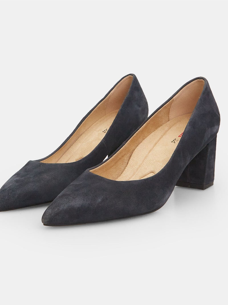 Chaussures à talons Bata 24H en cuir velours Bleu - Kiabi