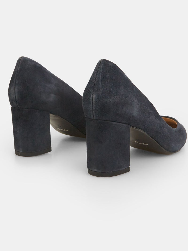 Chaussures à talons Bata 24H en cuir velours Bleu - Kiabi