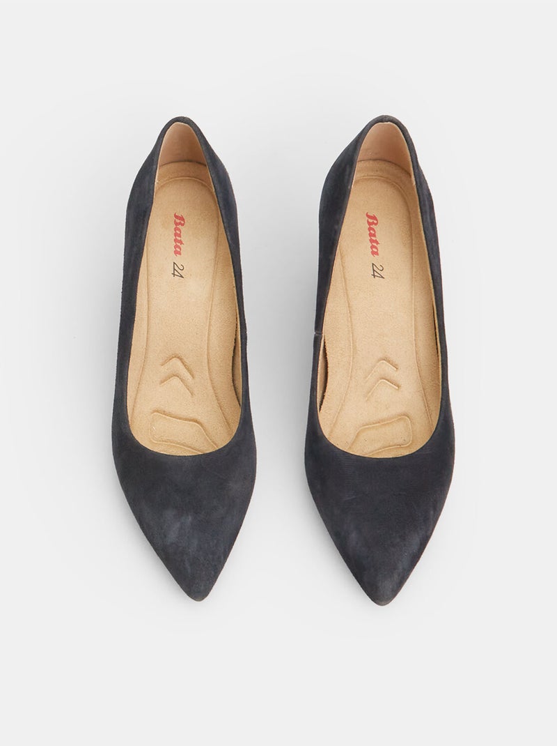 Chaussures à talons Bata 24H en cuir velours Bleu - Kiabi