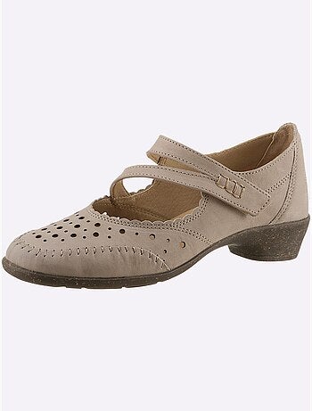 Chaussures auto-agrippantes en cuir nubuck à empiècements ajourés - Taille standard - Witt