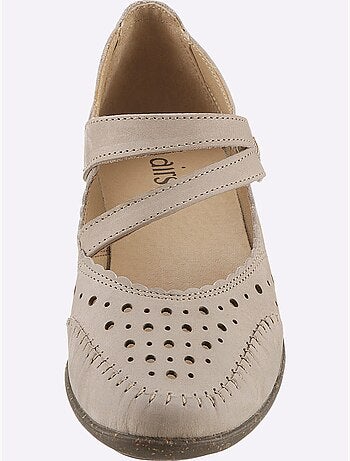 Chaussures auto-agrippantes en cuir nubuck à empiècements ajourés - Taille standard - Witt