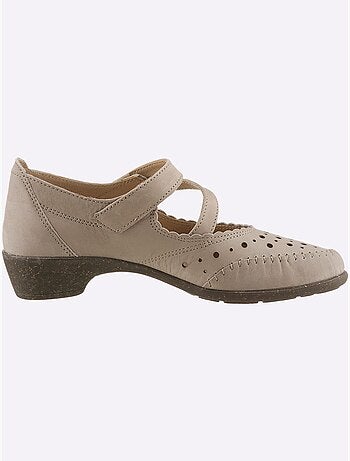 Chaussures auto-agrippantes en cuir nubuck à empiècements ajourés - Taille standard - Witt