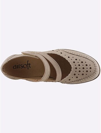 Chaussures auto-agrippantes en cuir nubuck à empiècements ajourés - Taille standard - Witt