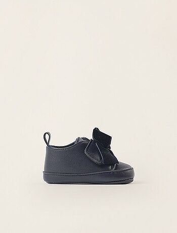 Chaussures avec Bride à Scratch et Nœud En Velours