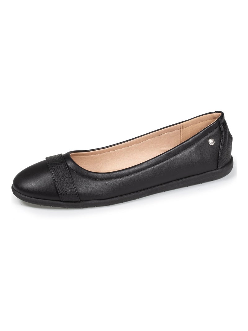 Chaussures Ballerines avec empiècement croco Noir - Kiabi