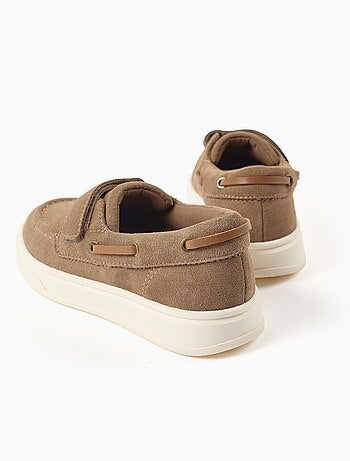 Chaussures bateau en suède avec fermeture à scratch