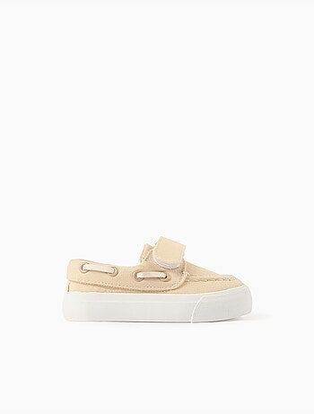 Chaussures bateau en toile avec bride à scratch