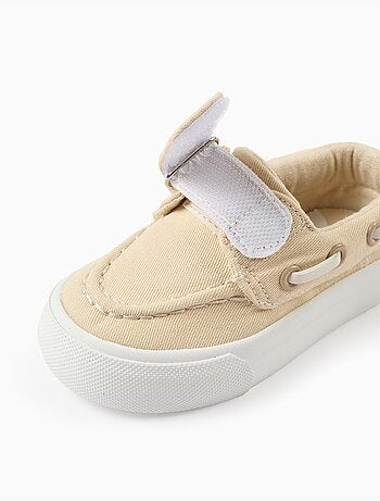 Chaussures bateau en toile avec bride à scratch