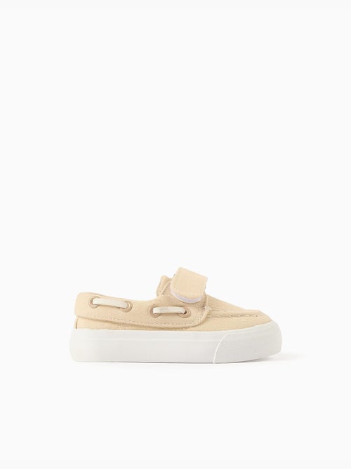 Chaussures bateau en toile avec bride à scratch - Kiabi