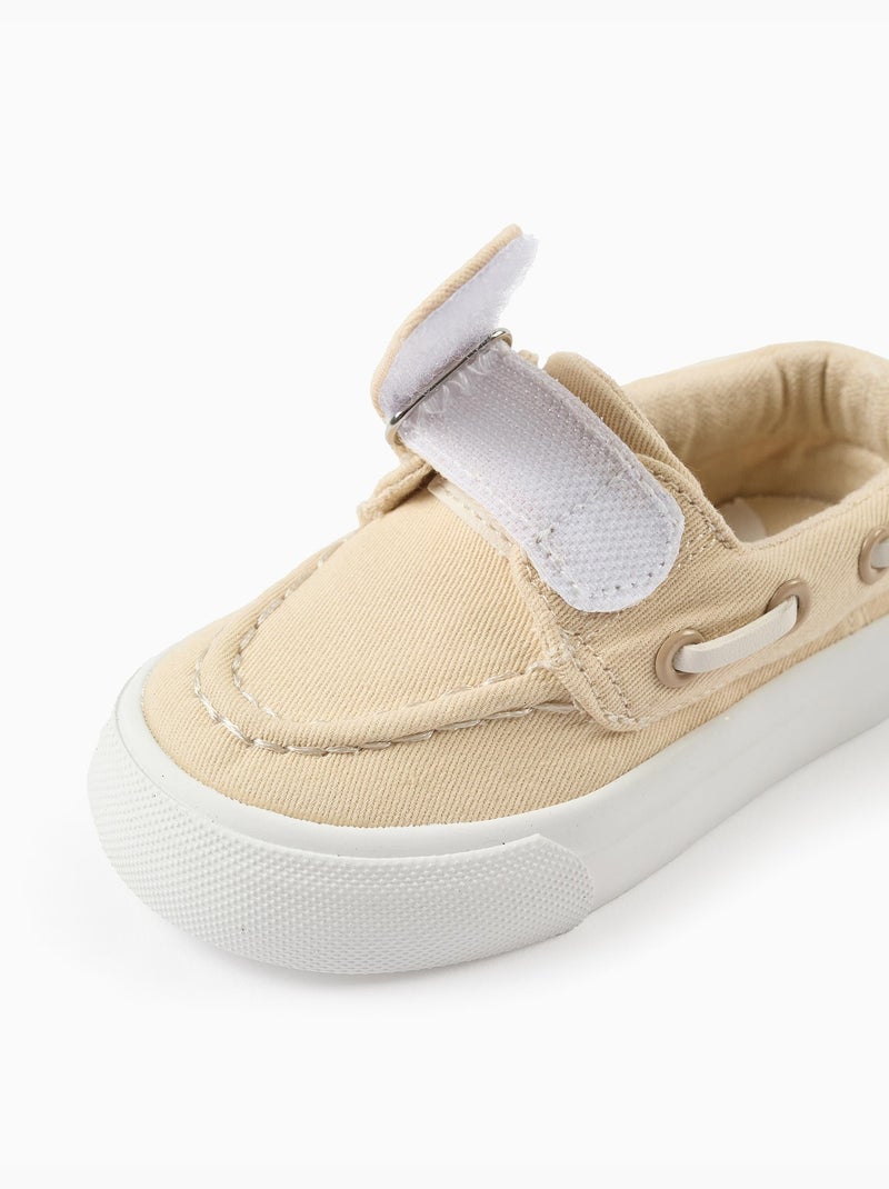 Chaussures bateau en toile avec bride à scratch Beige foncé - Kiabi