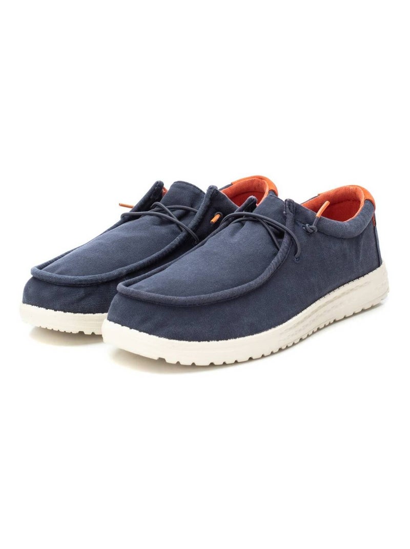 Chaussures bateau homme en toile Bleu - Kiabi