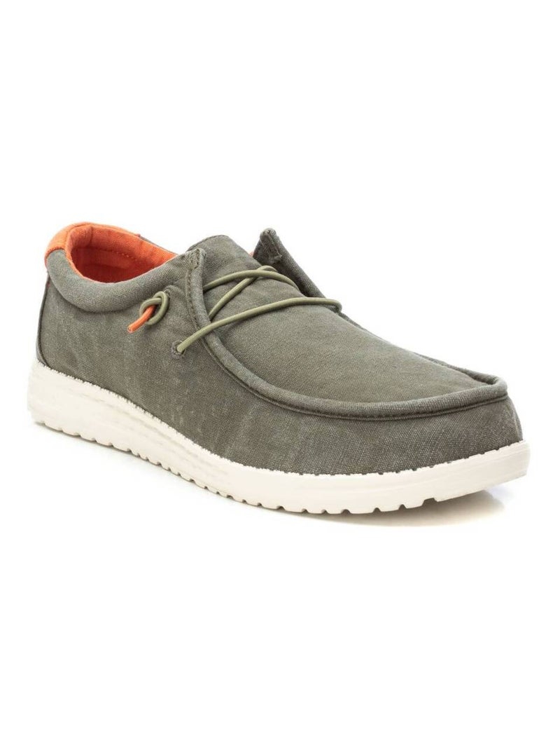 Chaussures bateau homme en toile Kaki - Kiabi