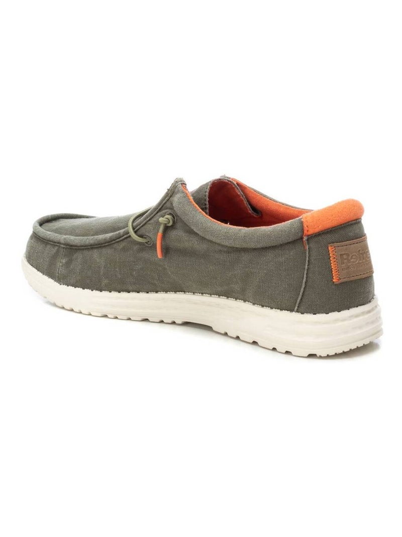 Chaussures bateau homme en toile Kaki - Kiabi