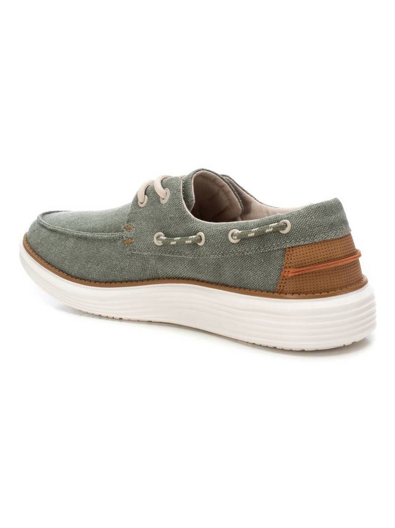 Chaussures bateau homme en toile Kaki - Kiabi