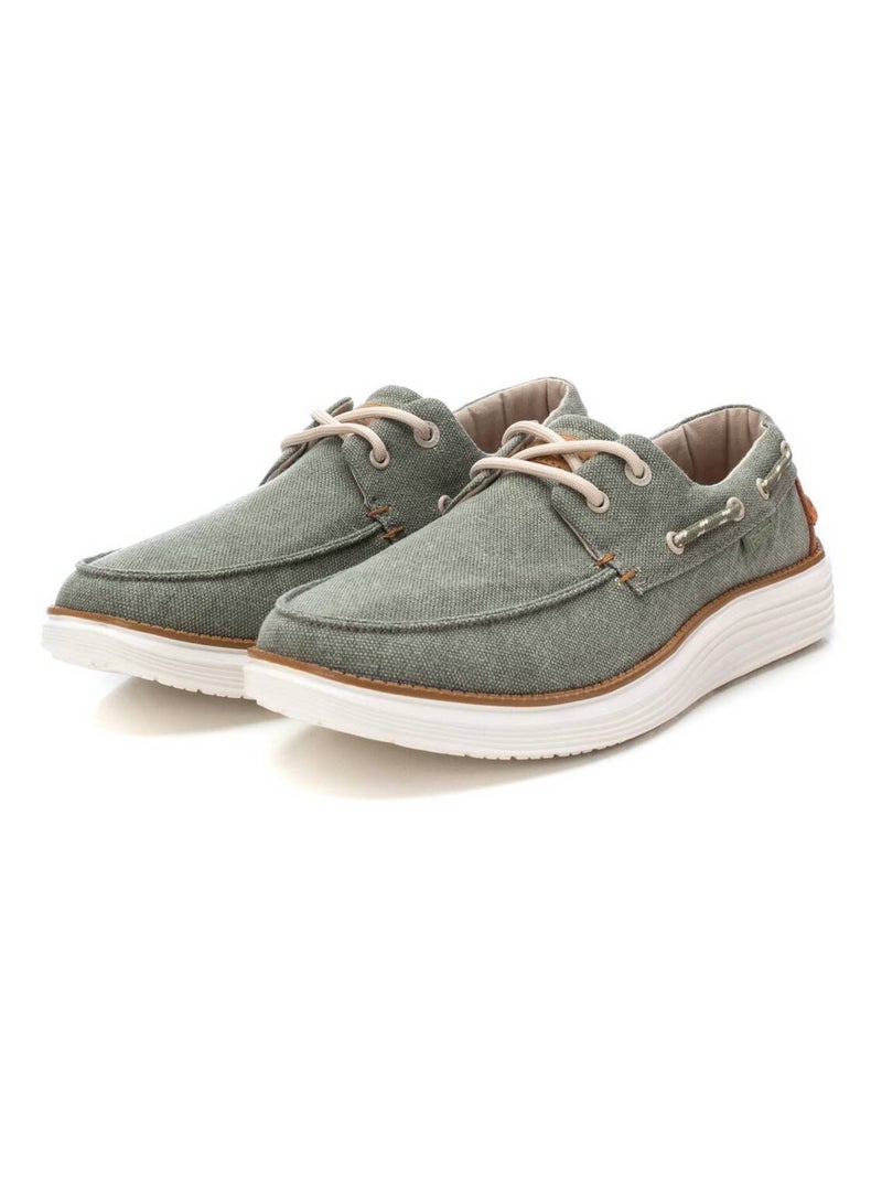 Chaussures bateau homme en toile Kaki - Kiabi