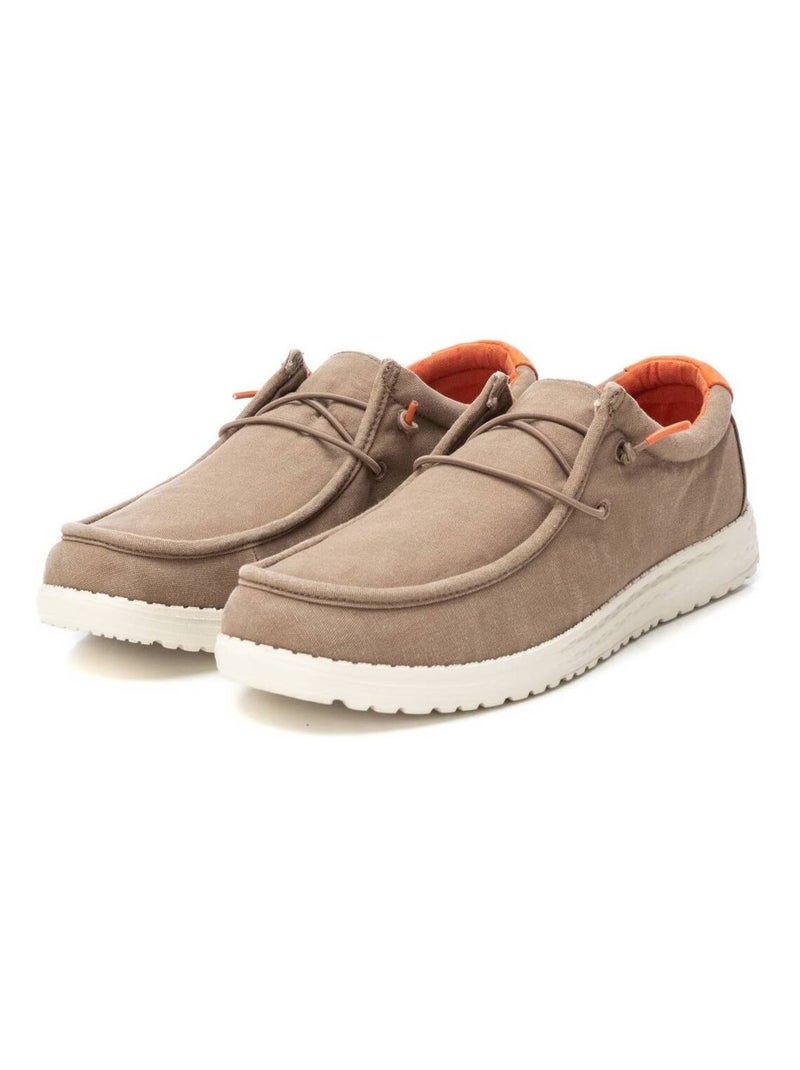Chaussures bateau homme en toile Taupe - Kiabi