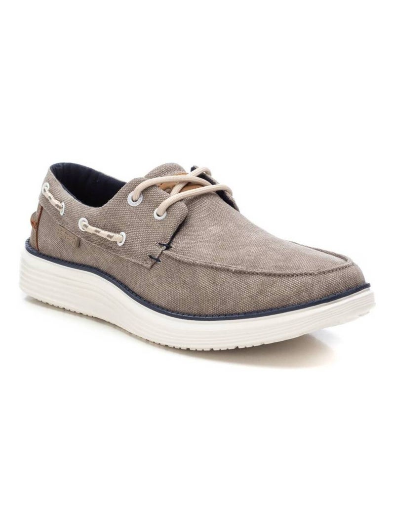 Chaussures bateau homme en toile Taupe - Kiabi
