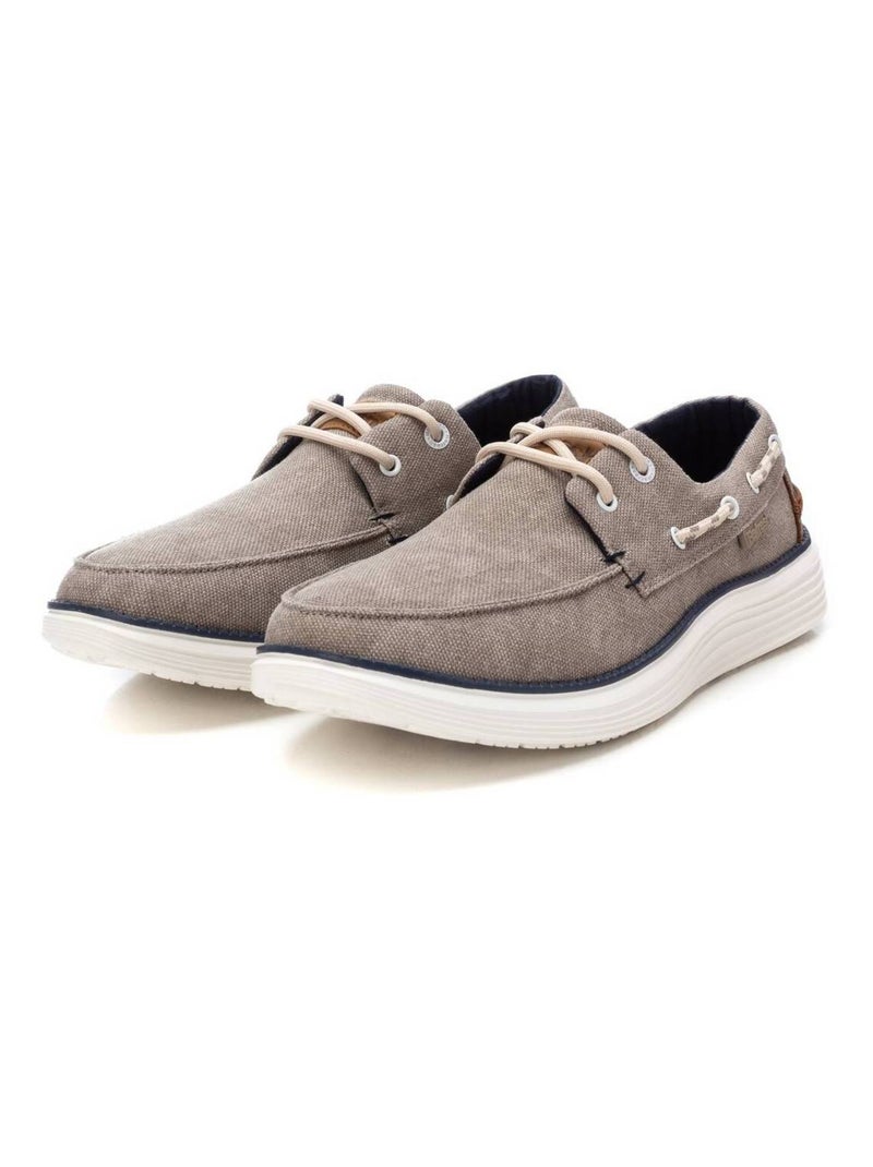 Chaussures bateau homme en toile Taupe - Kiabi