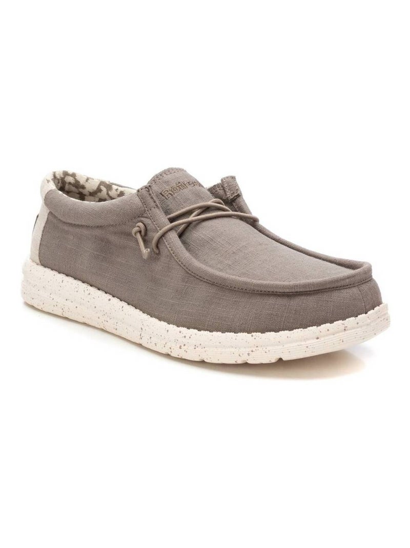 Chaussures bateau homme en toile Taupe - Kiabi