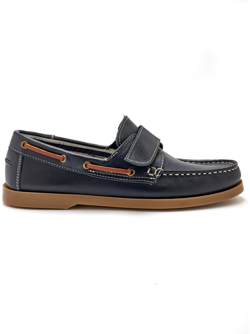 Chaussures bateau patte scratch - PEDICONFORT Bleu marine - Kiabi