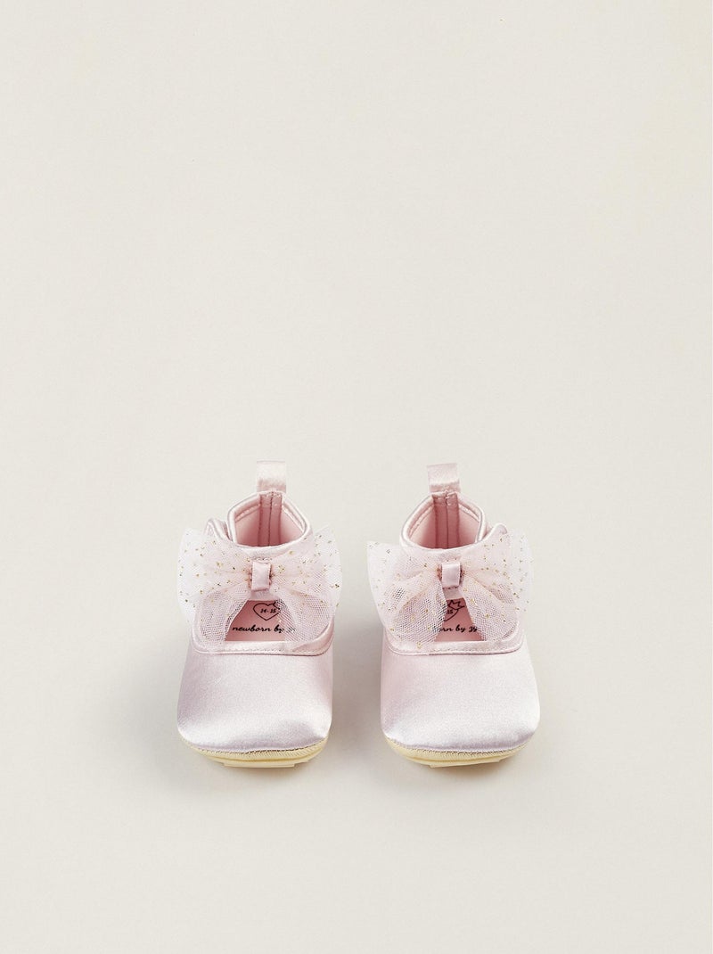 Chaussures bateau rose clair satinées pour nouveau-né Rose clair - Kiabi