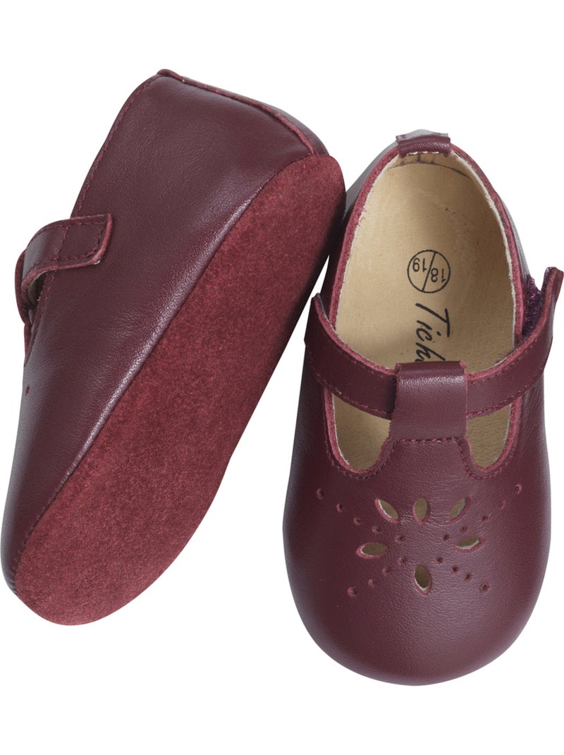 Chaussures b?b? cuir souple Salom? Rouge bordeaux - Kiabi