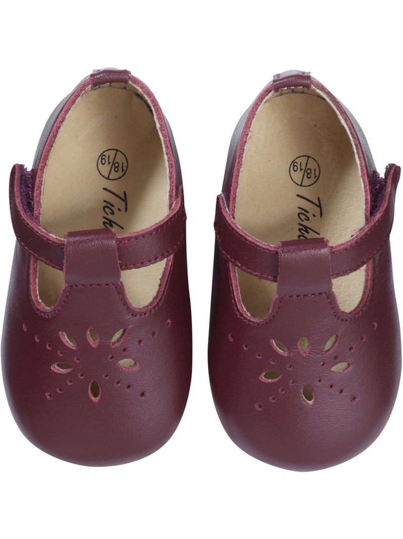 Chaussures b?b? cuir souple Salom? Rouge bordeaux - Kiabi