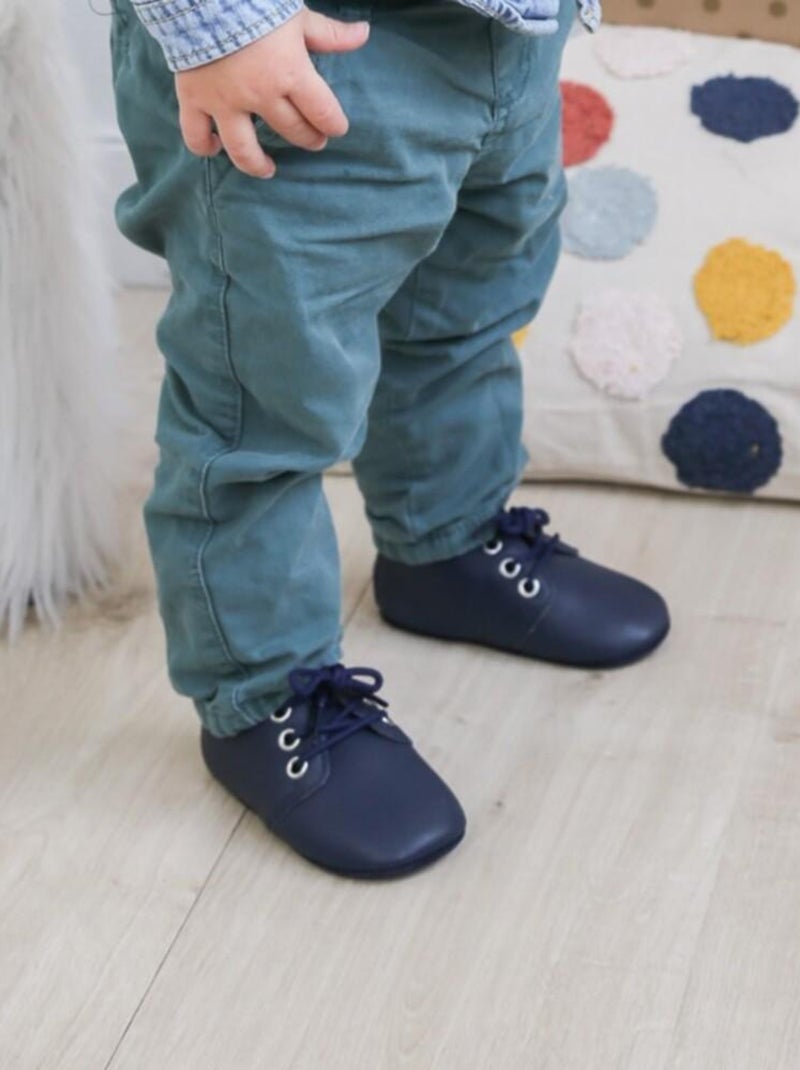 Chaussures bébé cuir souple Gaby Bleu marine - Kiabi