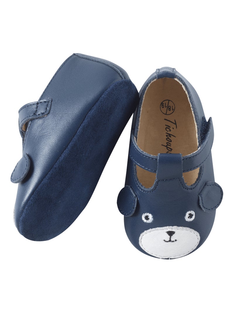 Chaussures bébé cuir souple Poupi Bleu - Kiabi