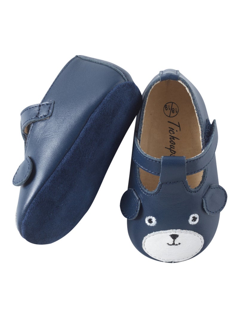 Chaussures bébé cuir souple Poupi Bleu - Kiabi