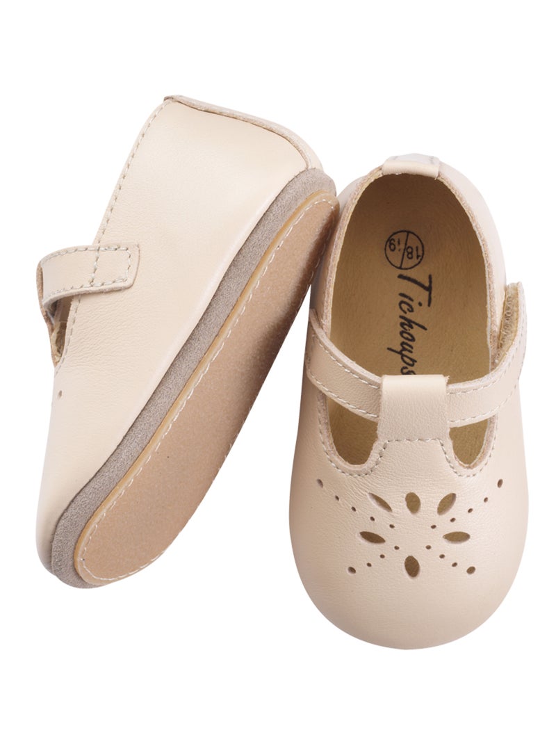 Chaussures bébé cuir souple Salomé Beige - Kiabi