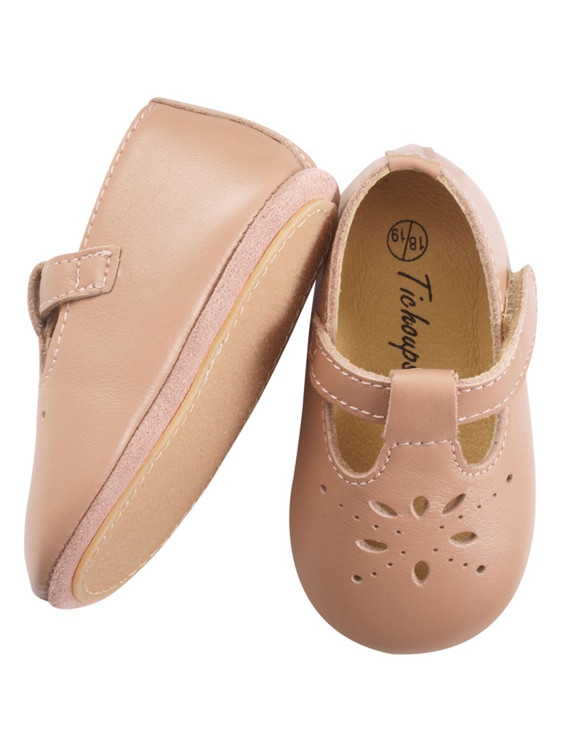 Chaussures bébé cuir souple Salomé Beige - Kiabi