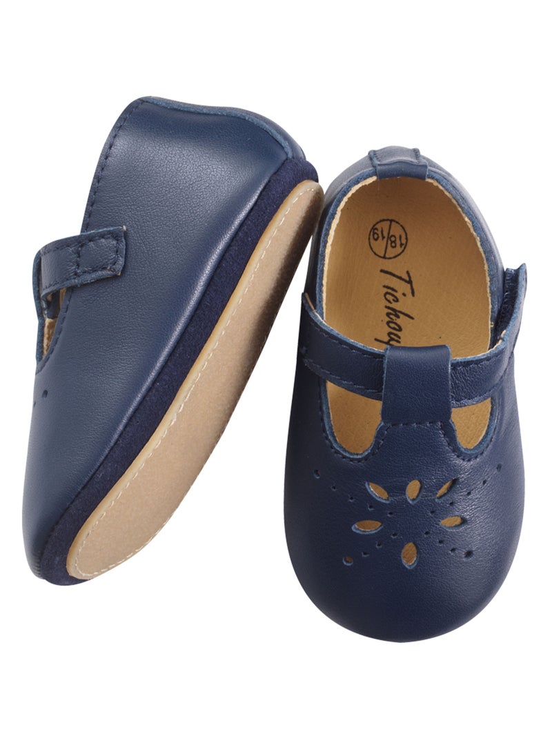 Chaussures bébé cuir souple Salomé Bleu - Kiabi