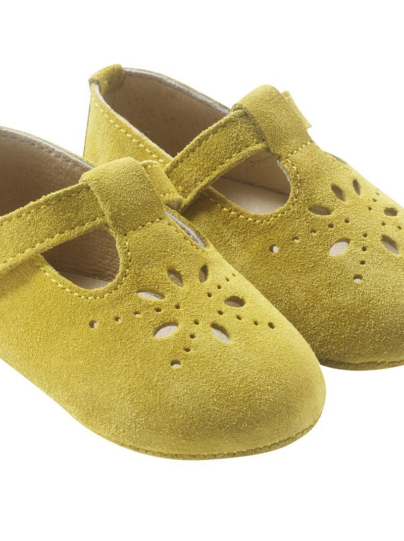 Chaussures bébé cuir souple Salomé Jaune - Kiabi