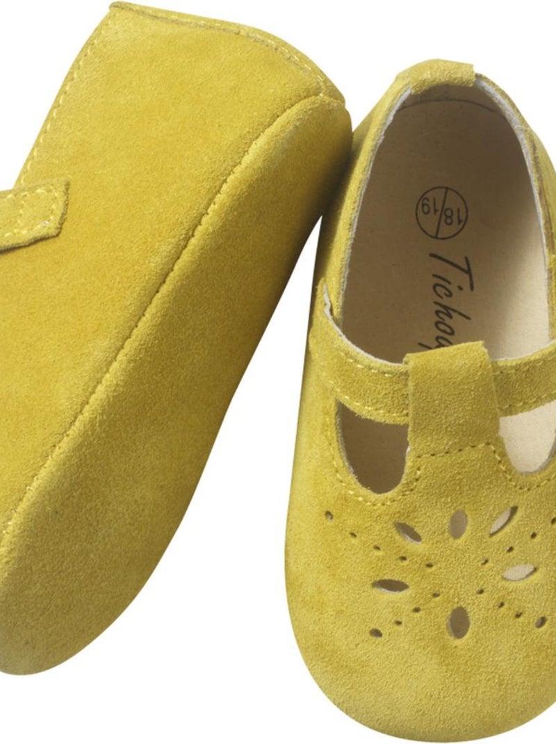 Chaussures bébé cuir souple Salomé Jaune - Kiabi