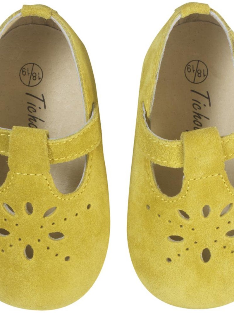 Chaussures bébé cuir souple Salomé Jaune - Kiabi