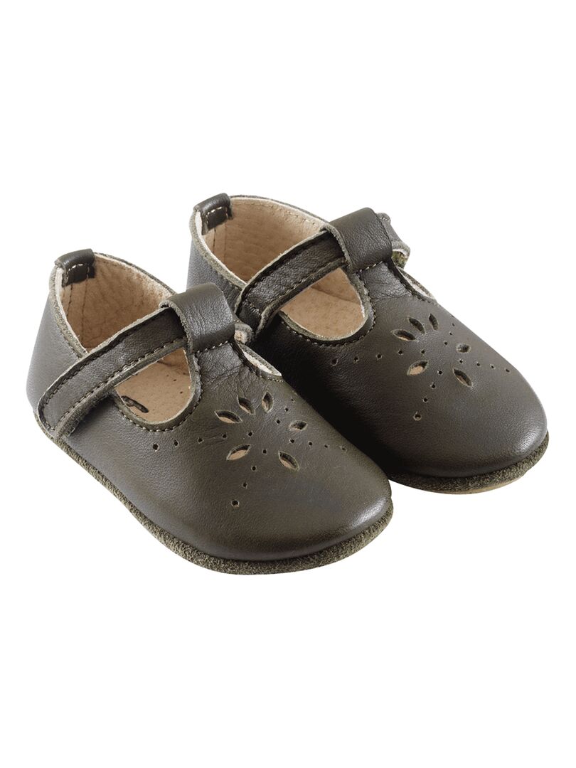 Chaussures bébé cuir souple salomé havane - Tichoups