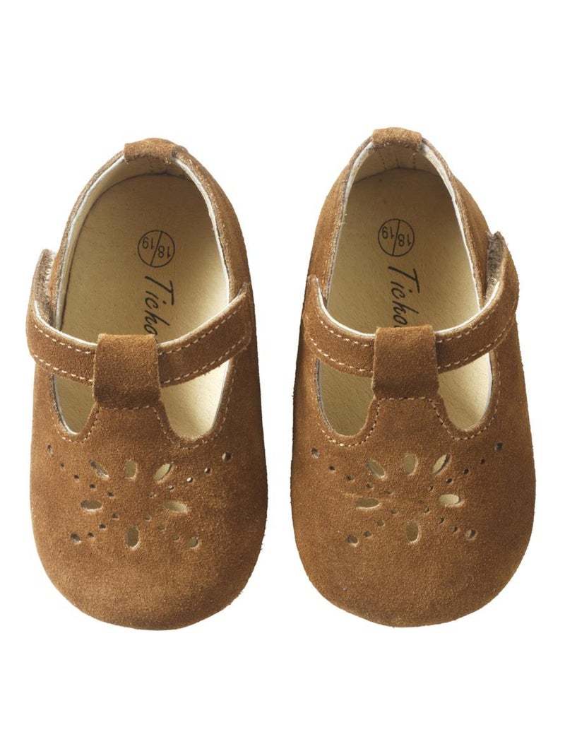 Chaussures bébé cuir souple Salomé Marron - Kiabi