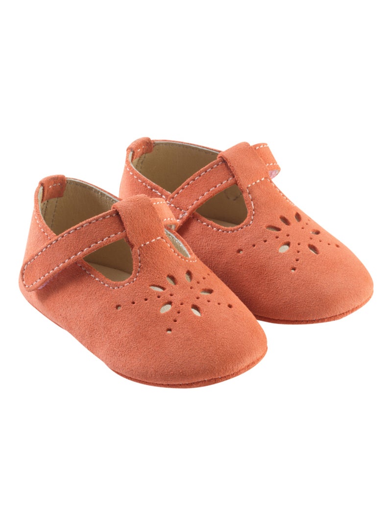 Chaussures bébé cuir souple Salomé Orange - Kiabi