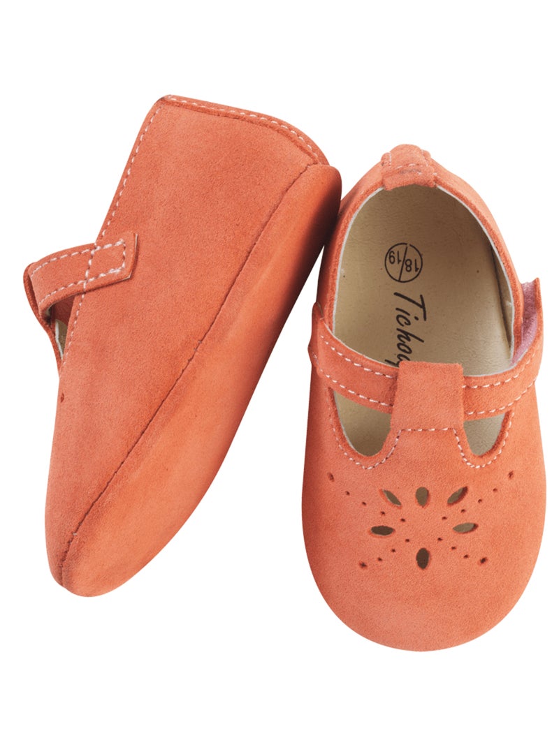 Chaussures bébé cuir souple Salomé Orange - Kiabi