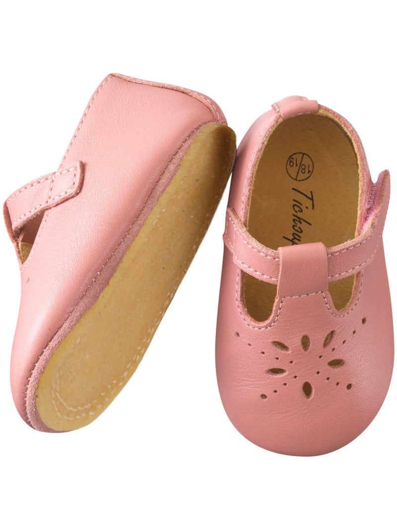 Chaussures bébé cuir souple Salomé Rose - Kiabi