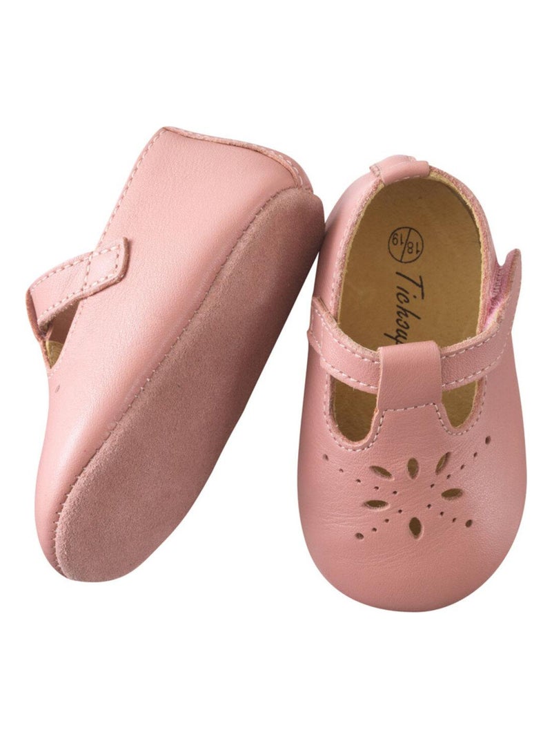 Chaussures bébé cuir souple Salomé Rose - Kiabi